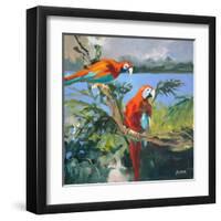 Parrots at Bay II-Jane Slivka-Framed Art Print