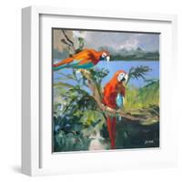 Parrots at Bay II-Jane Slivka-Framed Art Print