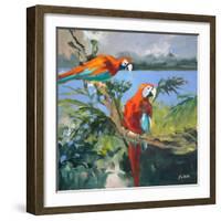 Parrots at Bay II-Jane Slivka-Framed Art Print