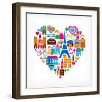 Pars Love - With Set Of Icons-Marish-Framed Premium Giclee Print