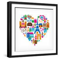 Pars Love - With Set Of Icons-Marish-Framed Premium Giclee Print