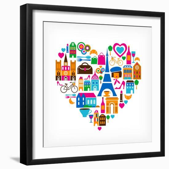 Pars Love - With Set Of Icons-Marish-Framed Premium Giclee Print