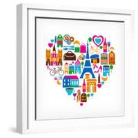 Pars Love - With Set Of Icons-Marish-Framed Premium Giclee Print