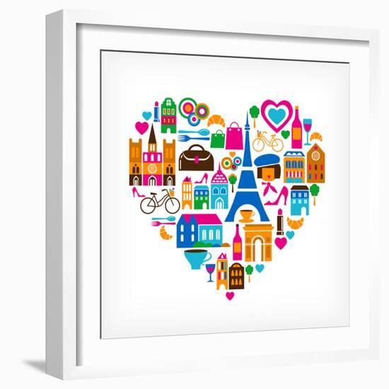 Pars Love - With Set Of Icons-Marish-Framed Premium Giclee Print