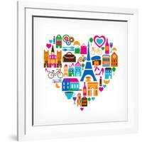 Pars Love - With Set Of Icons-Marish-Framed Premium Giclee Print