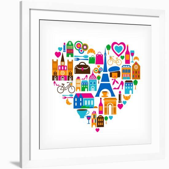 Pars Love - With Set Of Icons-Marish-Framed Premium Giclee Print