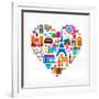 Pars Love - With Set Of Icons-Marish-Framed Premium Giclee Print