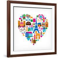 Pars Love - With Set Of Icons-Marish-Framed Premium Giclee Print