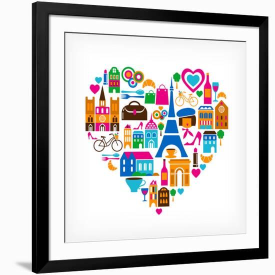 Pars Love - With Set Of Icons-Marish-Framed Premium Giclee Print