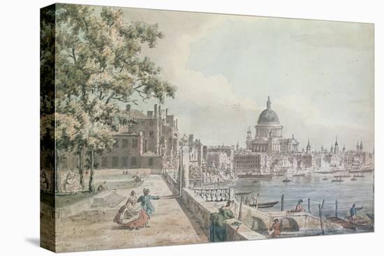 Part of a Drawing by Canaletto, of St. Paul's Cathedral, the Terrace of Somerset House-William James-Stretched Canvas