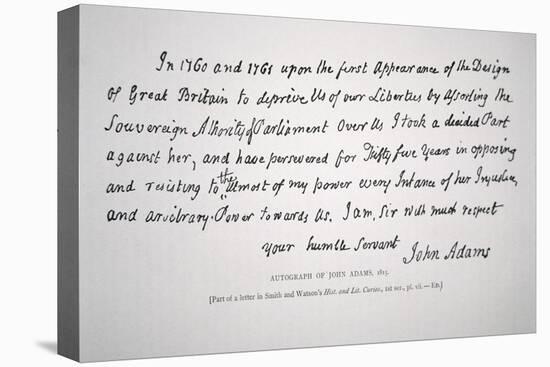 Part of a Letter Written and Signed by President John Adams-John Adams-Stretched Canvas