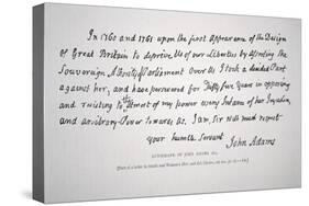 Part of a Letter Written and Signed by President John Adams-John Adams-Stretched Canvas