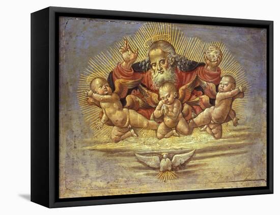 Part of an Altar Piece Depicting God the Father with Three Angels, C.1500-Bernardino Fungai-Framed Stretched Canvas