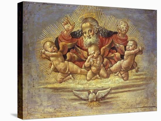 Part of an Altar Piece Depicting God the Father with Three Angels, C.1500-Bernardino Fungai-Stretched Canvas