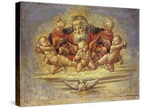 Part of an Altar Piece Depicting God the Father with Three Angels, C.1500-Bernardino Fungai-Stretched Canvas