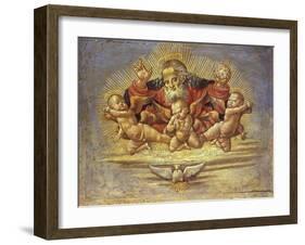 Part of an Altar Piece Depicting God the Father with Three Angels, C.1500-Bernardino Fungai-Framed Giclee Print