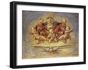 Part of an Altar Piece Depicting God the Father with Three Angels, C.1500-Bernardino Fungai-Framed Giclee Print