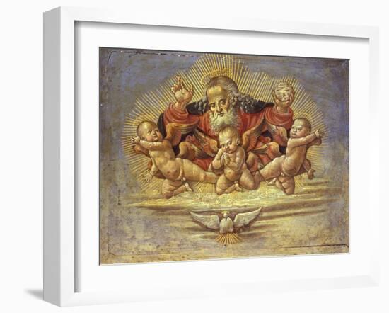 Part of an Altar Piece Depicting God the Father with Three Angels, C.1500-Bernardino Fungai-Framed Giclee Print