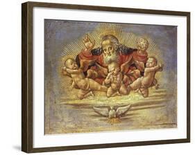 Part of an Altar Piece Depicting God the Father with Three Angels, C.1500-Bernardino Fungai-Framed Giclee Print