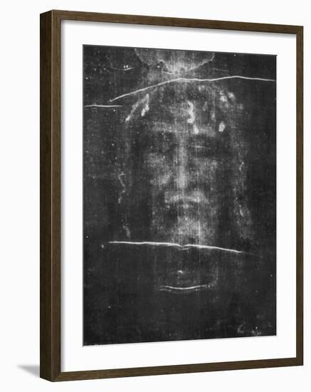 Part of the First Photograph of the Shroud Showing the Face-null-Framed Photographic Print