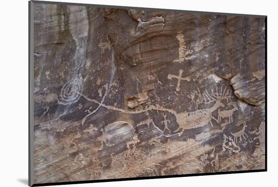 Part of the Kohta Circus Petroglyph Panel Showing an Elk or Deer, Gold Butte, Nevada, Usa-James Hager-Mounted Photographic Print