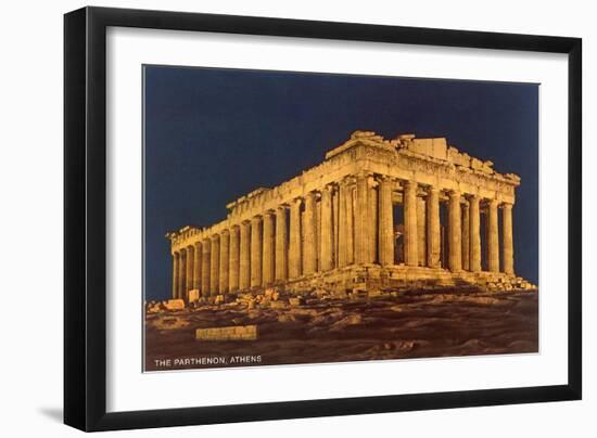 Parthenon at Night, Acropolis-null-Framed Art Print