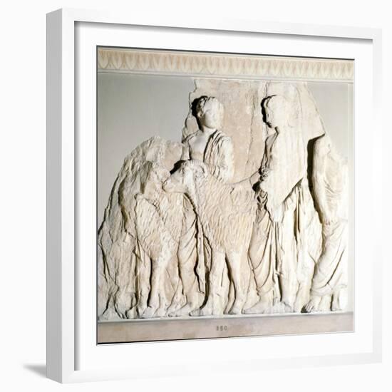 Parthenon Frieze, Elgin Marbles, Sacrifice Procession with Ram, c5th century BC-Phidias-Framed Premium Giclee Print