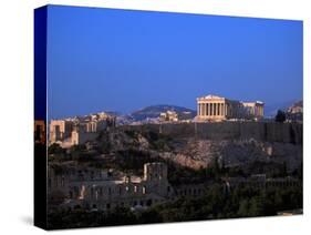 Parthenon from Filopapou at Dusk, Athens, Greece-Walter Bibikow-Stretched Canvas