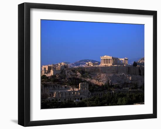 Parthenon from Filopapou at Dusk, Athens, Greece-Walter Bibikow-Framed Premium Photographic Print