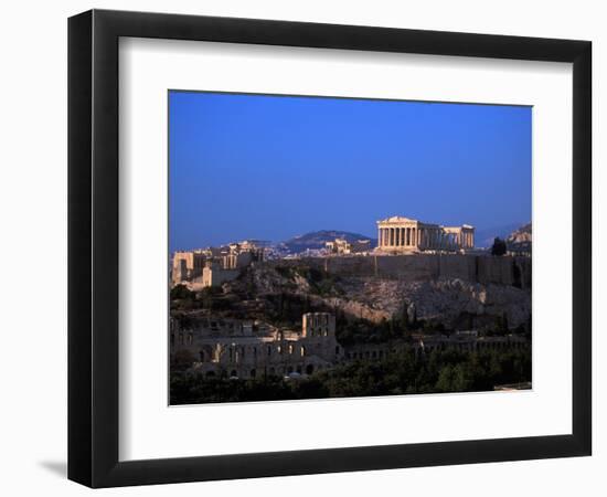 Parthenon from Filopapou at Dusk, Athens, Greece-Walter Bibikow-Framed Photographic Print