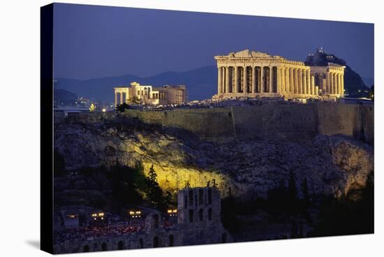 Parthenon Illuminated at Dusk-Paul Souders-Stretched Canvas