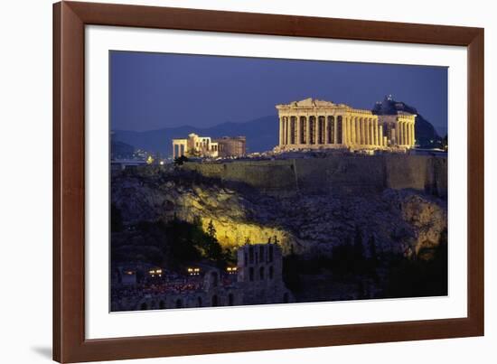 Parthenon Illuminated at Dusk-Paul Souders-Framed Photographic Print