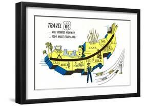 Partial Map Showing Will Rogers Highway, Route 66-null-Framed Art Print