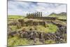 Partial Moai Heads in a Circle at the 15 Moai Restored Ceremonial Site of Ahu Tongariki-Michael Nolan-Mounted Photographic Print