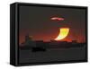 Partial Solar Eclipse as the Sun Sets at Manila's Bay, Philippines-null-Framed Stretched Canvas