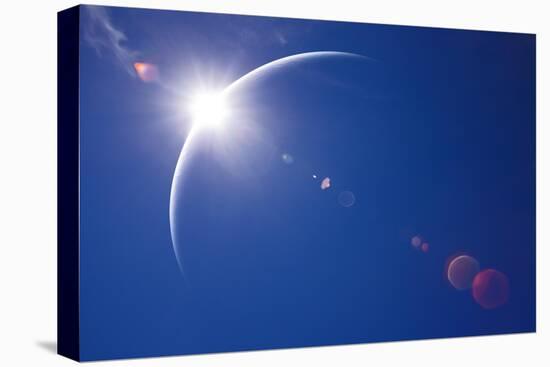 Partial Solar Eclipse with Blue Sky and Lens Flare-Johan Swanepoel-Stretched Canvas