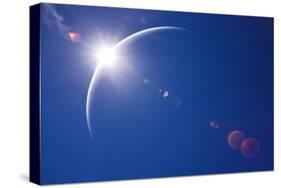 Partial Solar Eclipse with Blue Sky and Lens Flare-Johan Swanepoel-Stretched Canvas