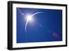 Partial Solar Eclipse with Blue Sky and Lens Flare-Johan Swanepoel-Framed Art Print