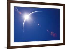 Partial Solar Eclipse with Blue Sky and Lens Flare-Johan Swanepoel-Framed Premium Giclee Print