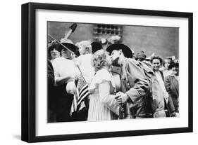 Parting Kiss from a Doughboy Leaving for Europe with His 12th New York Regiment-null-Framed Art Print