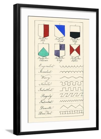 Partition Lines for Shields of Heraldry-Hugh Clark-Framed Art Print