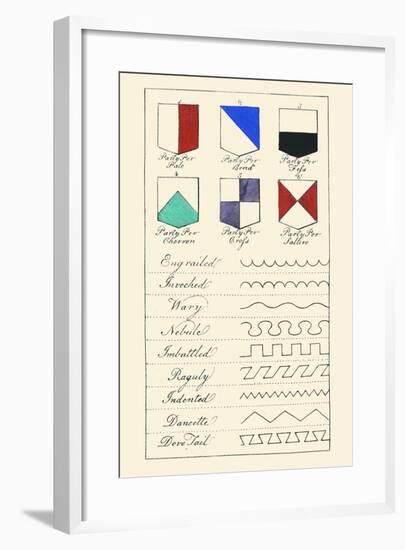 Partition Lines for Shields of Heraldry-Hugh Clark-Framed Art Print