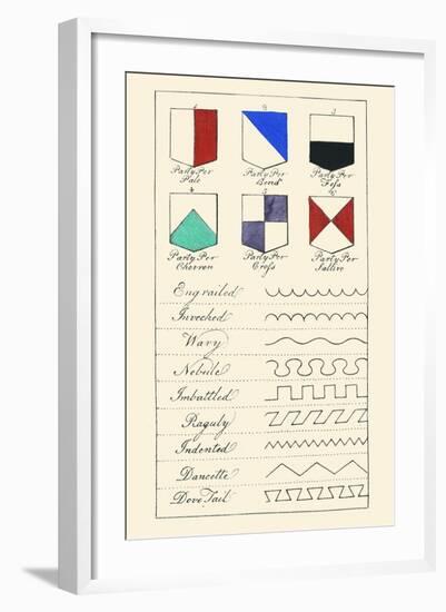 Partition Lines for Shields of Heraldry-Hugh Clark-Framed Art Print