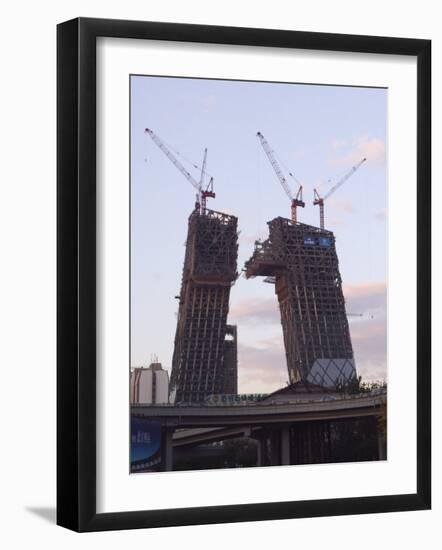 Partly Contructed Shell of the New Cctv Tower Building Guomao Area, Beijing, China-Kober Christian-Framed Photographic Print