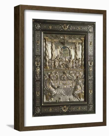 Partly Gilded Silver and Ebony Plaque Depicting Last Supper-null-Framed Giclee Print