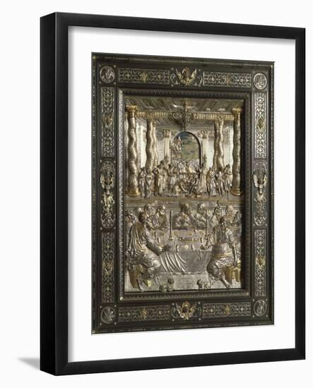 Partly Gilded Silver and Ebony Plaque Depicting Last Supper-null-Framed Giclee Print
