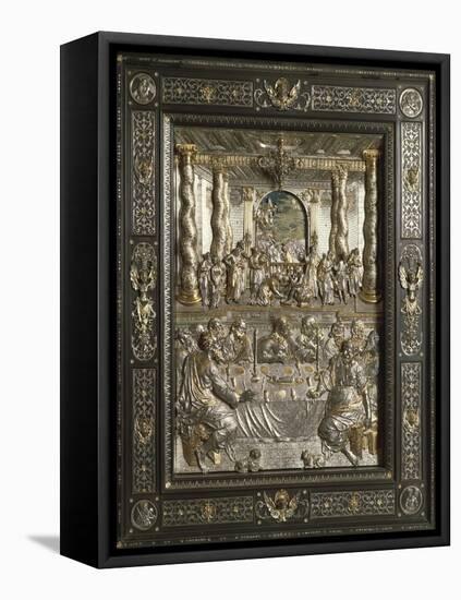 Partly Gilded Silver and Ebony Plaque Depicting Last Supper-null-Framed Stretched Canvas