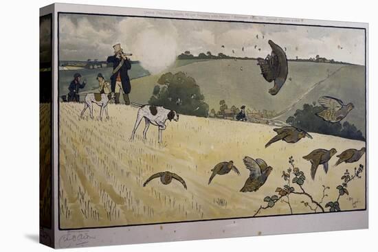 Partridge Hunting-Cecil Aldin-Stretched Canvas