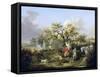 Partridge Shooting-George Morland-Framed Stretched Canvas