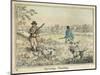 Partridge, Two Men and Their Dogs Looking for Partridge in an Open Field-Henry Thomas Alken-Mounted Art Print